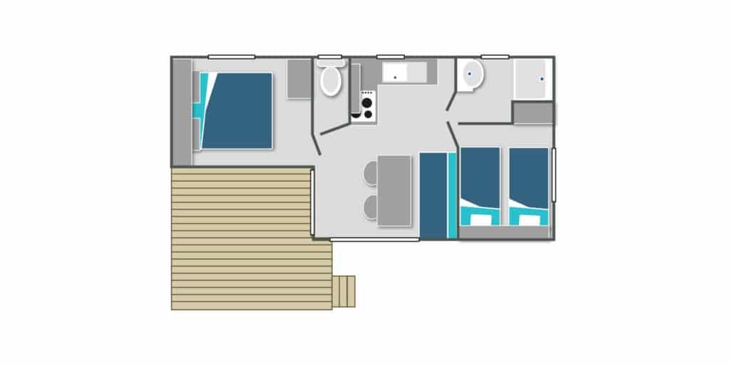 Plan mobil home dans notre Cottage 5 personnes au Camping Annecy