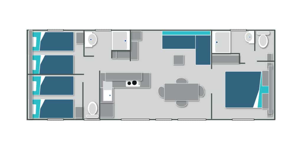 Plan spacieux pour notre Cottage Premium 6 personnes au Camping Annecy